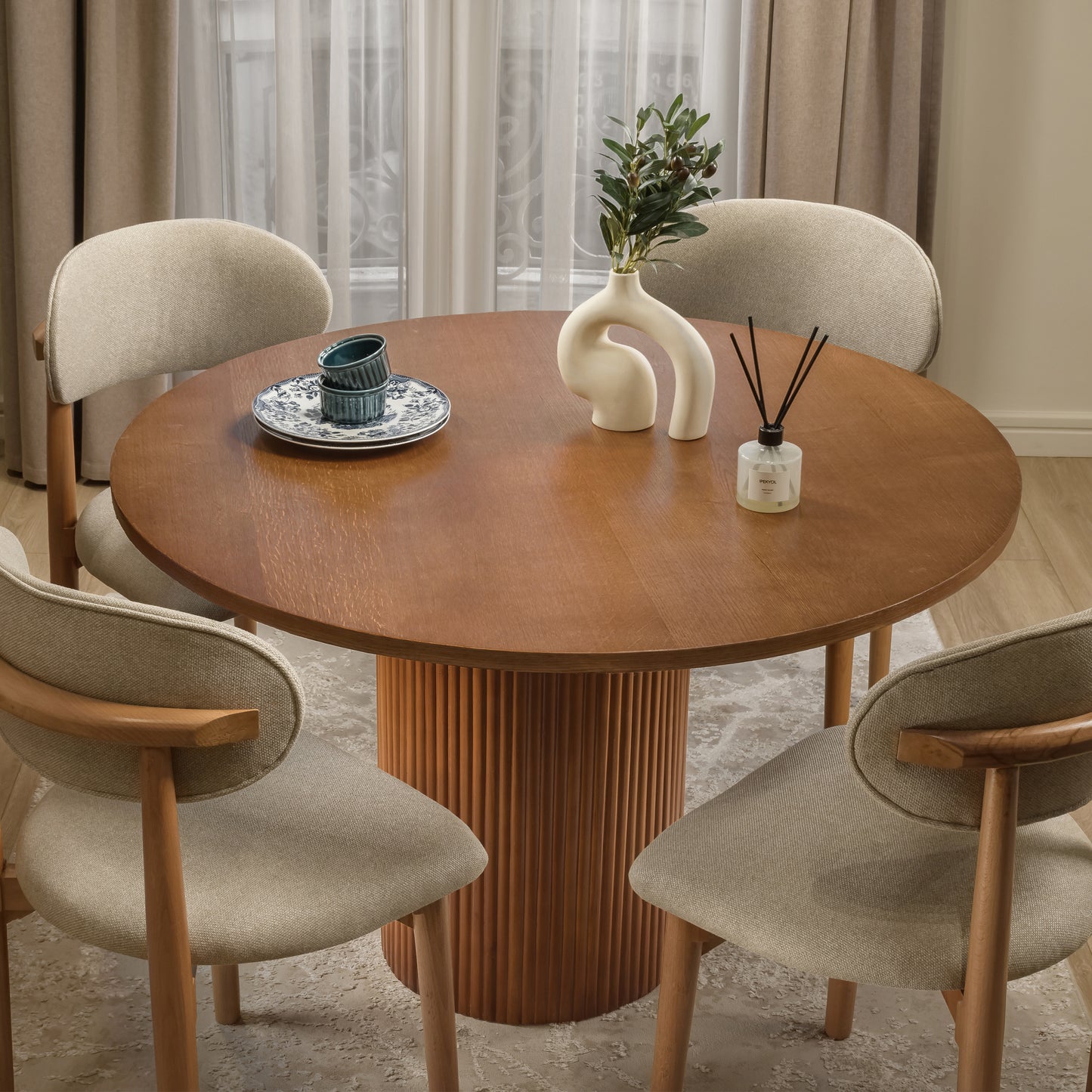 Flutes Dining Set - Wood Top