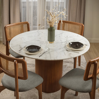 Flutes Dining Set - Marble Top