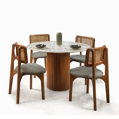 Flutes Dining Set - Marble Top